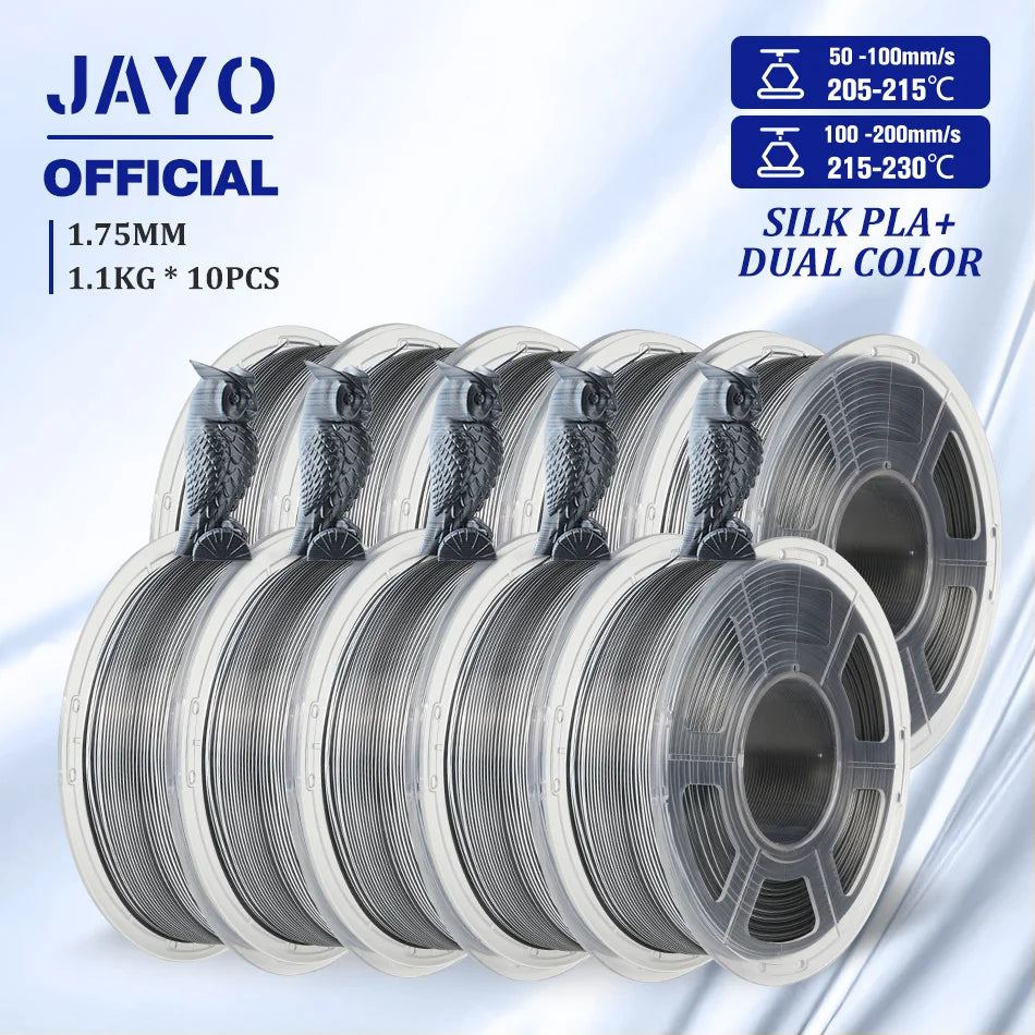 10Rolls SILK PLA+ 3D Filament, 1.75mm SILK PLA, Rainbow Filament for FDM 3D Printer, SILK Dual & Triple 3D Printing Materials