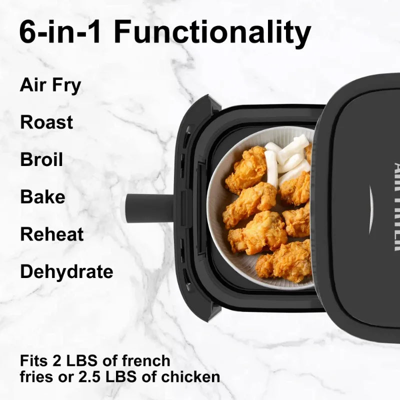 6QT Air Fryer, 8-in-1 Electric Hot Oven with Digital LED Touchscreen, Visible Window, 1500W, New