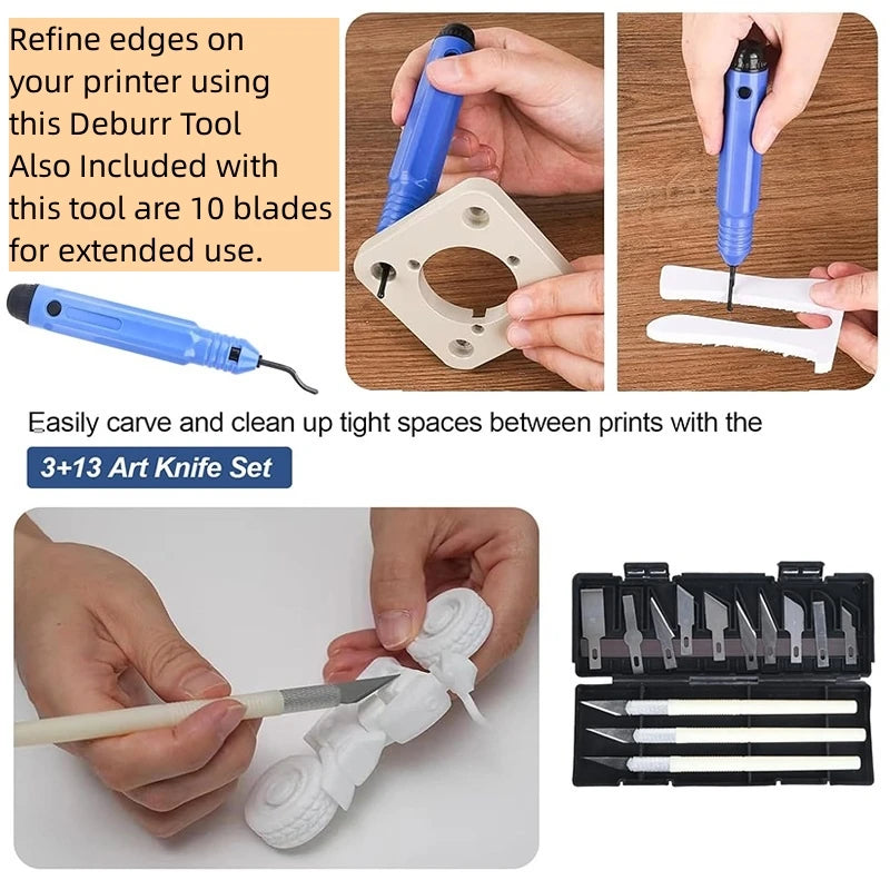 38 Pcs 3D Model Grinding Tool, Deburring Engraving Knife Kit, Carving Tool, DIY File Cutter, Scraper Trimming Tool 3D Print Tool Kit