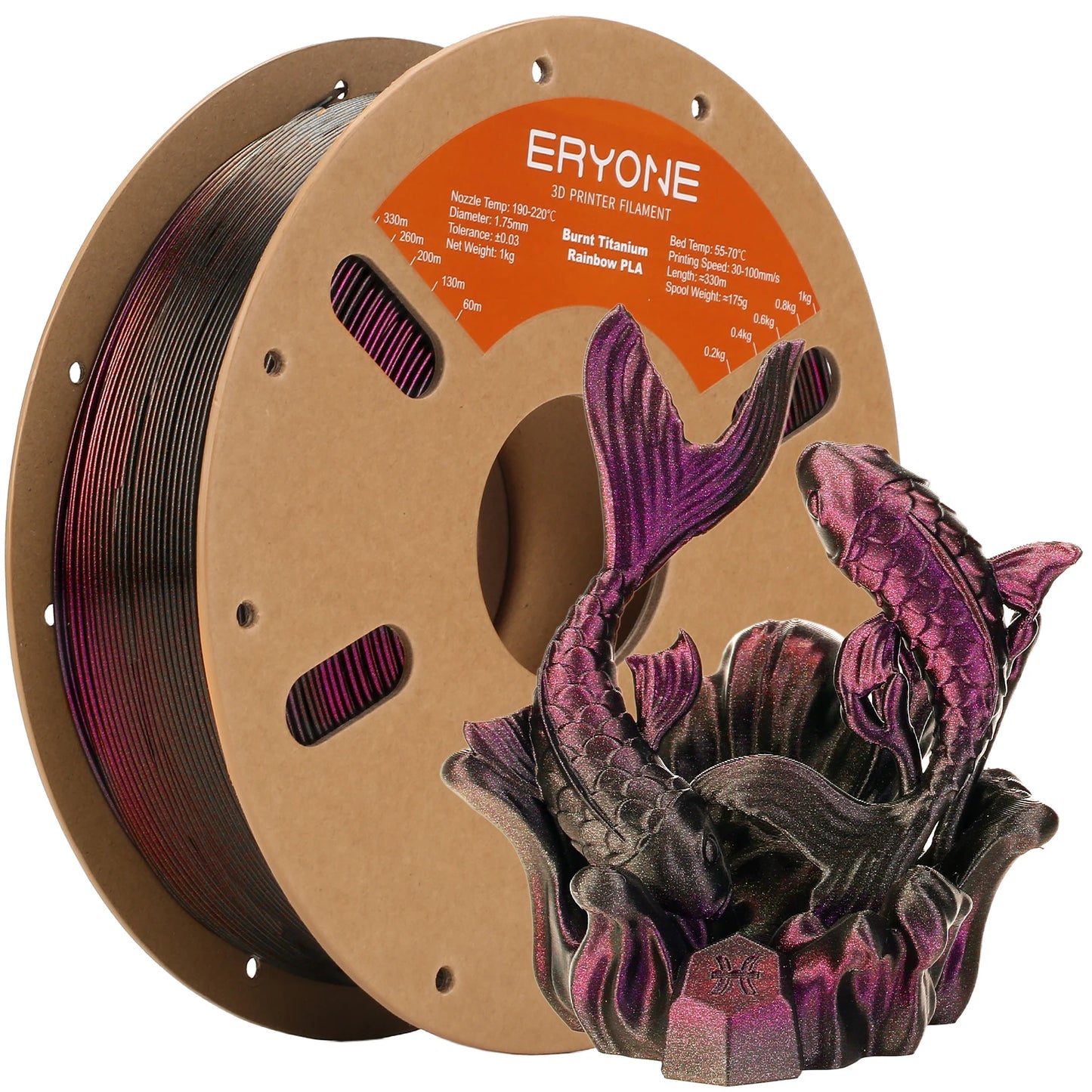 Clearance Burnt Titanium Rainbow PLA Filament 3D Printer 1.75mm +/-0.03mm, 1kg(2.2LBS)/Spool