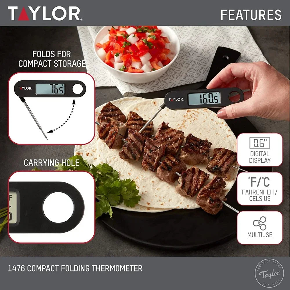 Instant Read Digital Meat Thermometer Folding Probe Kitchen BBQ Grill Cooking Tool Accurate Temperature Gauge Portable LCD