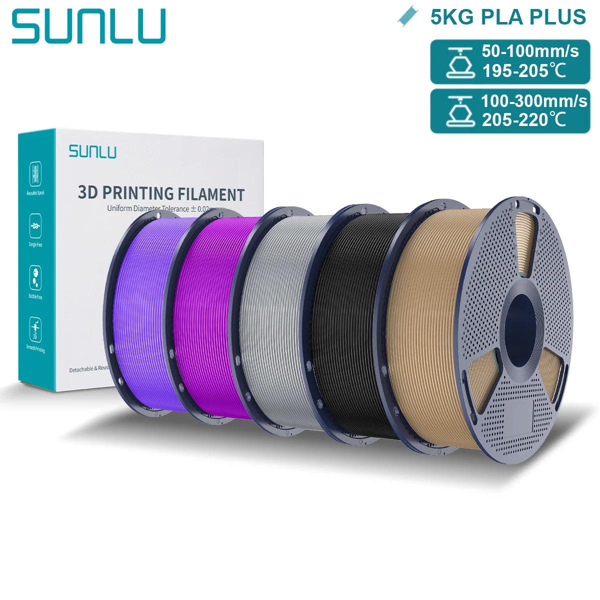 Pla Plus 3D Filament 1.75mm Good Toughness Multicolor Neatly Wound PLA+ Filaments for FDM 3D Printing Materials 5KG