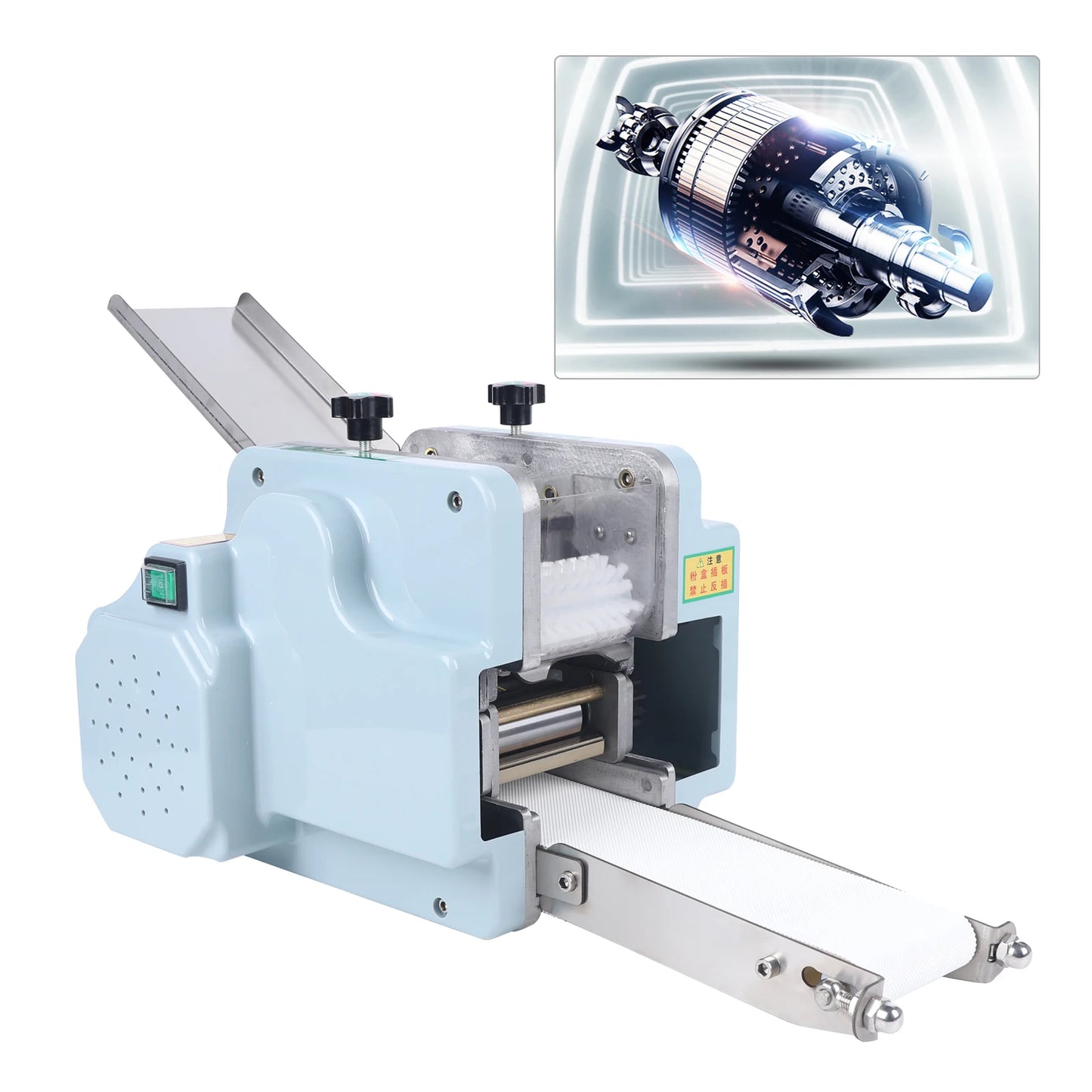 High-power dumpling wrapper machine, adjustable dough control, makes 50-60 skins per minute, perfect for homemade dumplings and