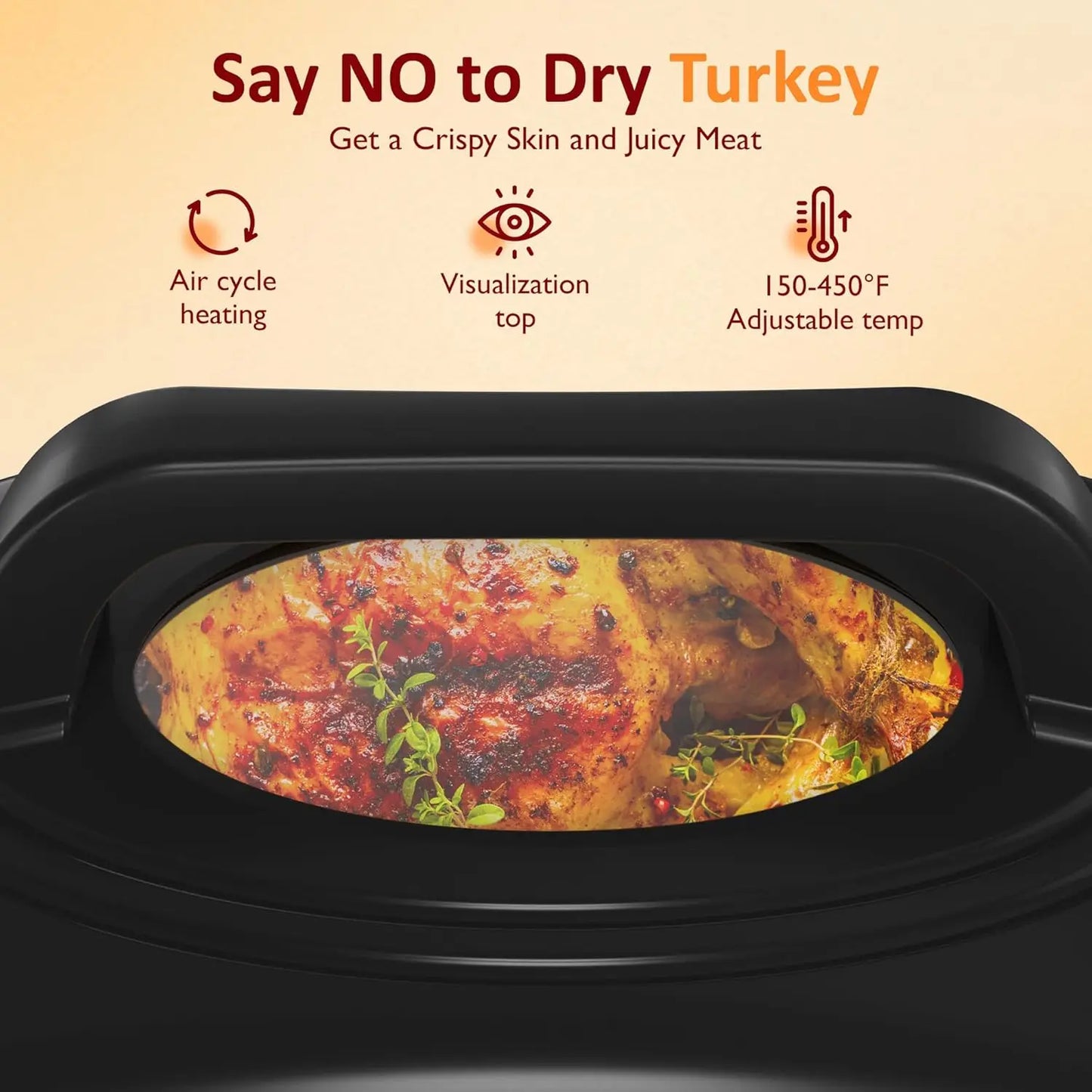 Electric Roaster,28 Quart Roasting Oven with Self-Basting Lid Removable Pan,Turkey Roaster Oven with 150 to 450F Temperature Con