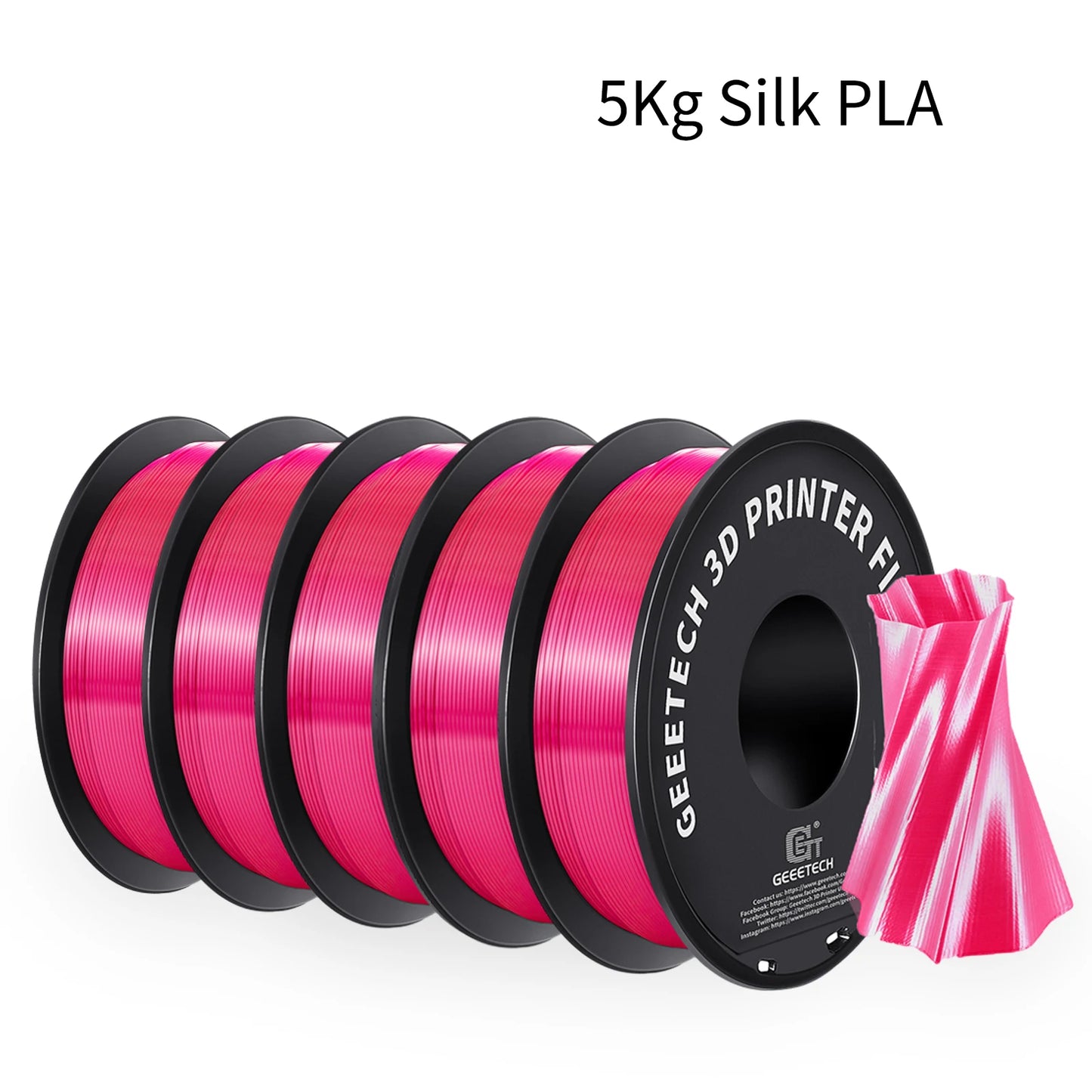 5Kg 3D Silk PLA Filament 1.75mm High Gloss Surface Neat Wrapped Dimensional Accuracy /-0.02mm Vacuum Packaging