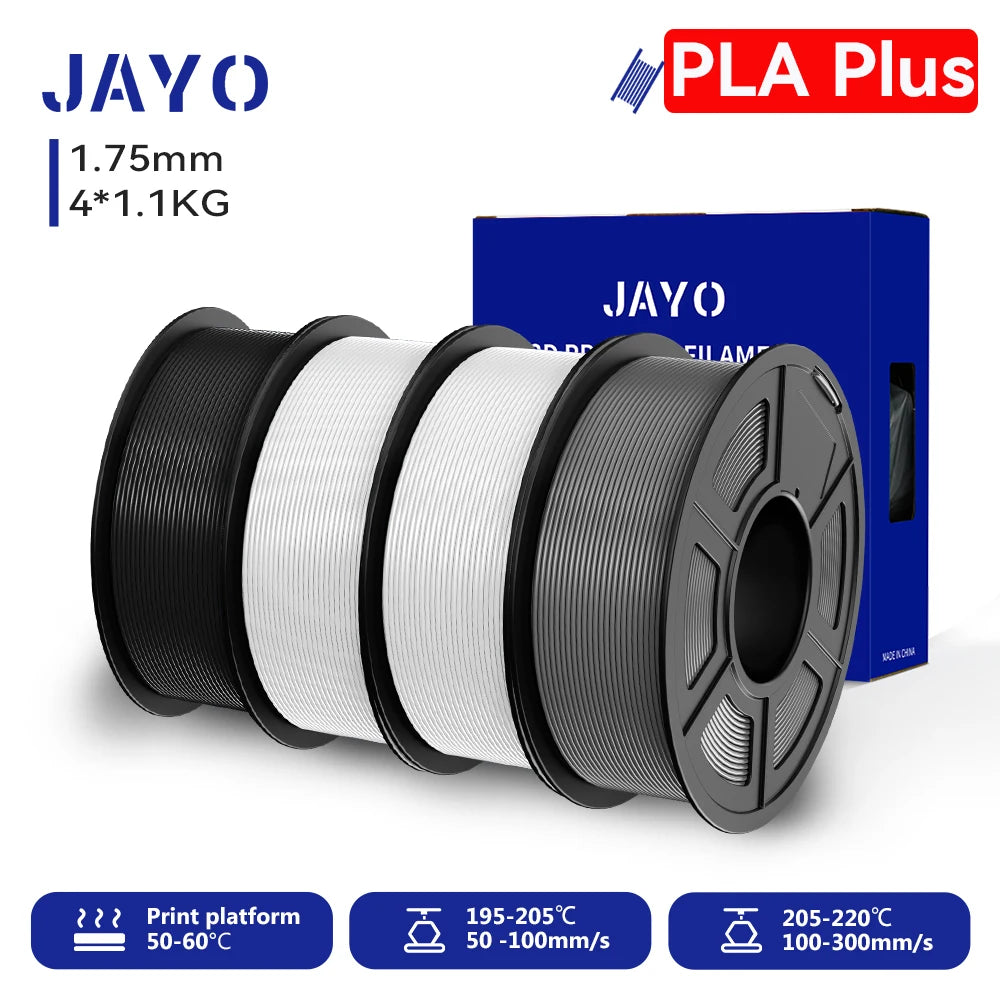 Filament 4 Rolls 1.75MM PLA Plus 3D Printer Filament 1.1KG/roll For FDM Neatly Wound Colorful 3D Printing Material