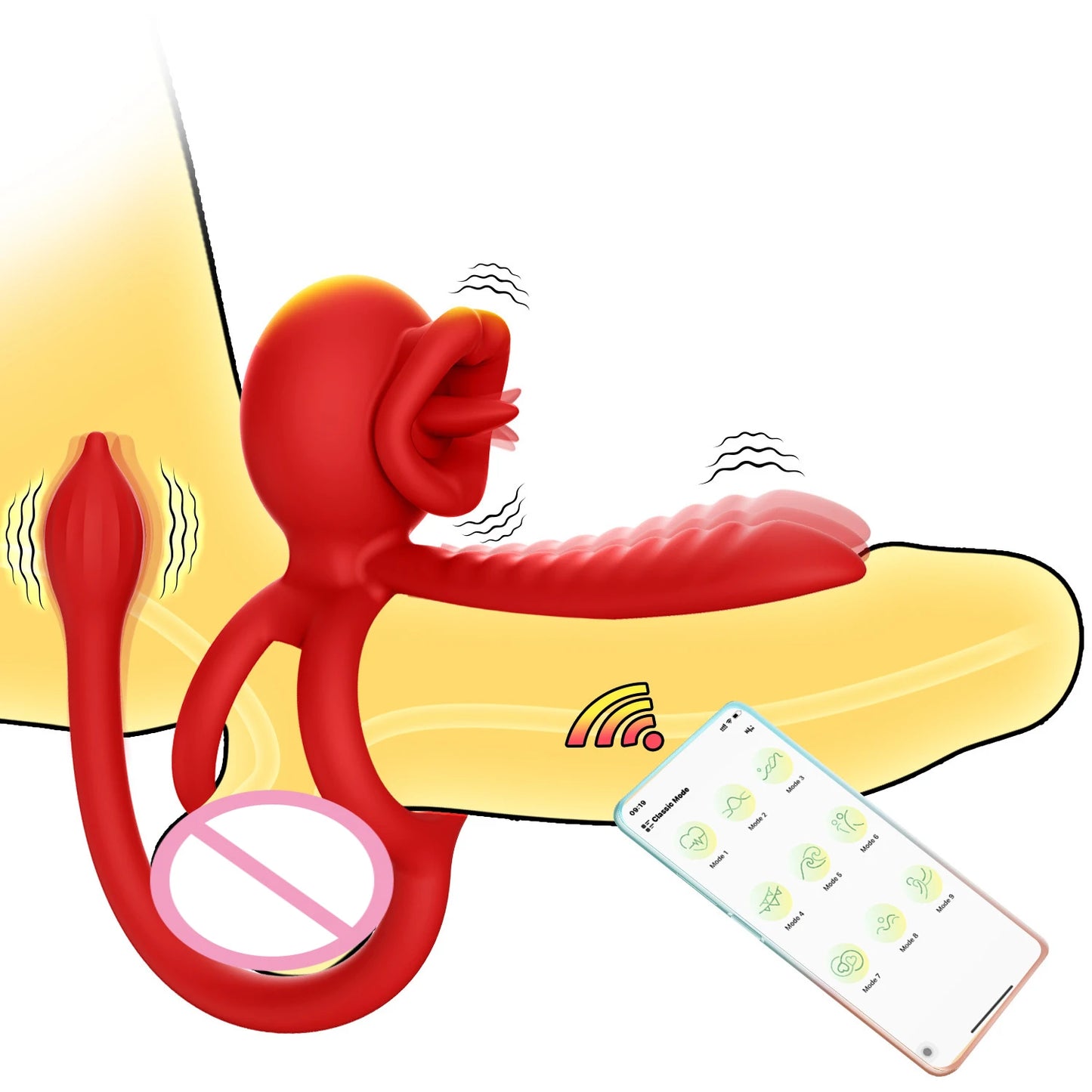 APP Vibrating Cock, Ring Sleeve Rose, Clitoral Vibrators, Tongue Clit Stimulator Anal Plug Prostate Massager Sex Toys for Men Women