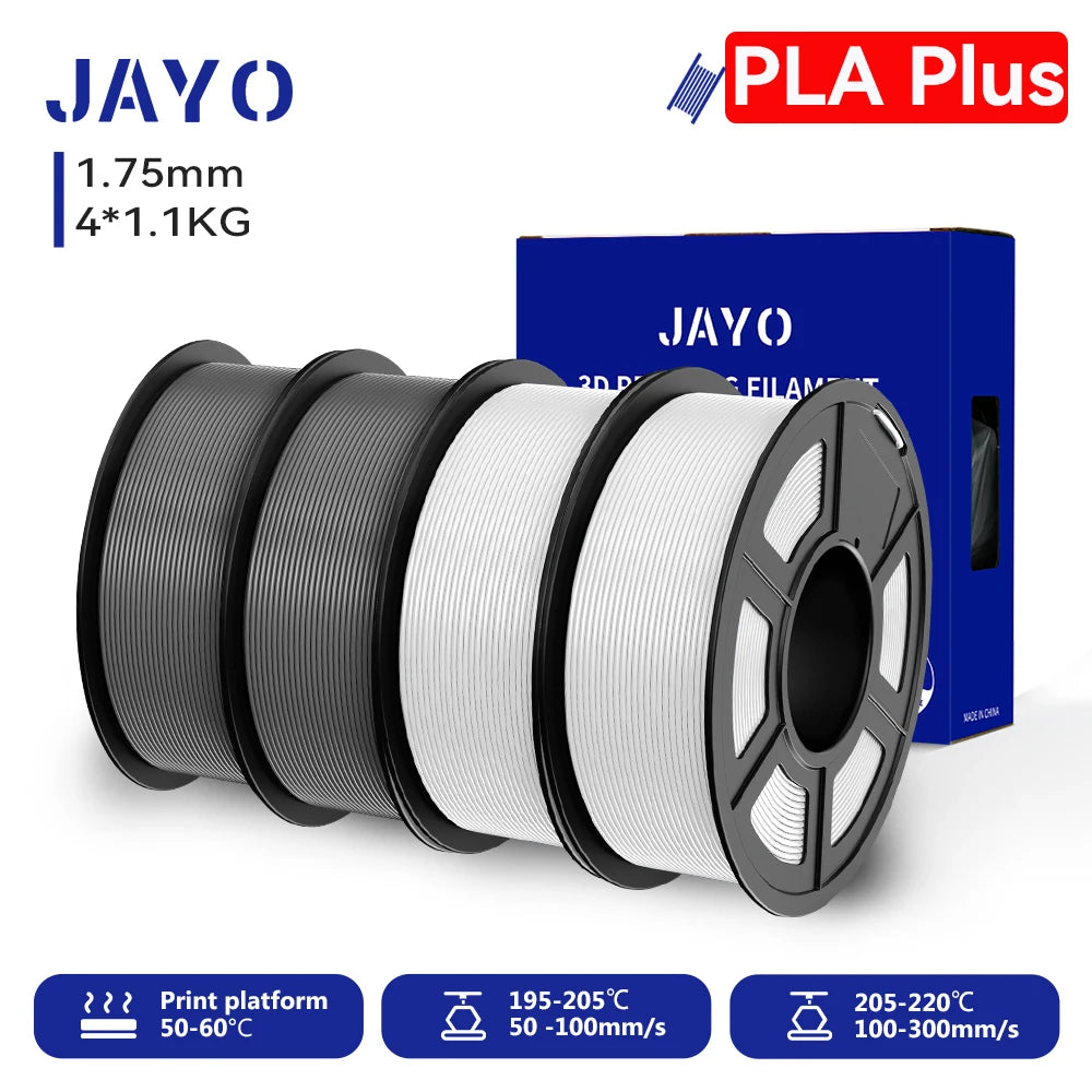 Filament 4 Rolls 1.75MM PLA Plus 3D Printer Filament 1.1KG/roll For FDM Neatly Wound Colorful 3D Printing Material
