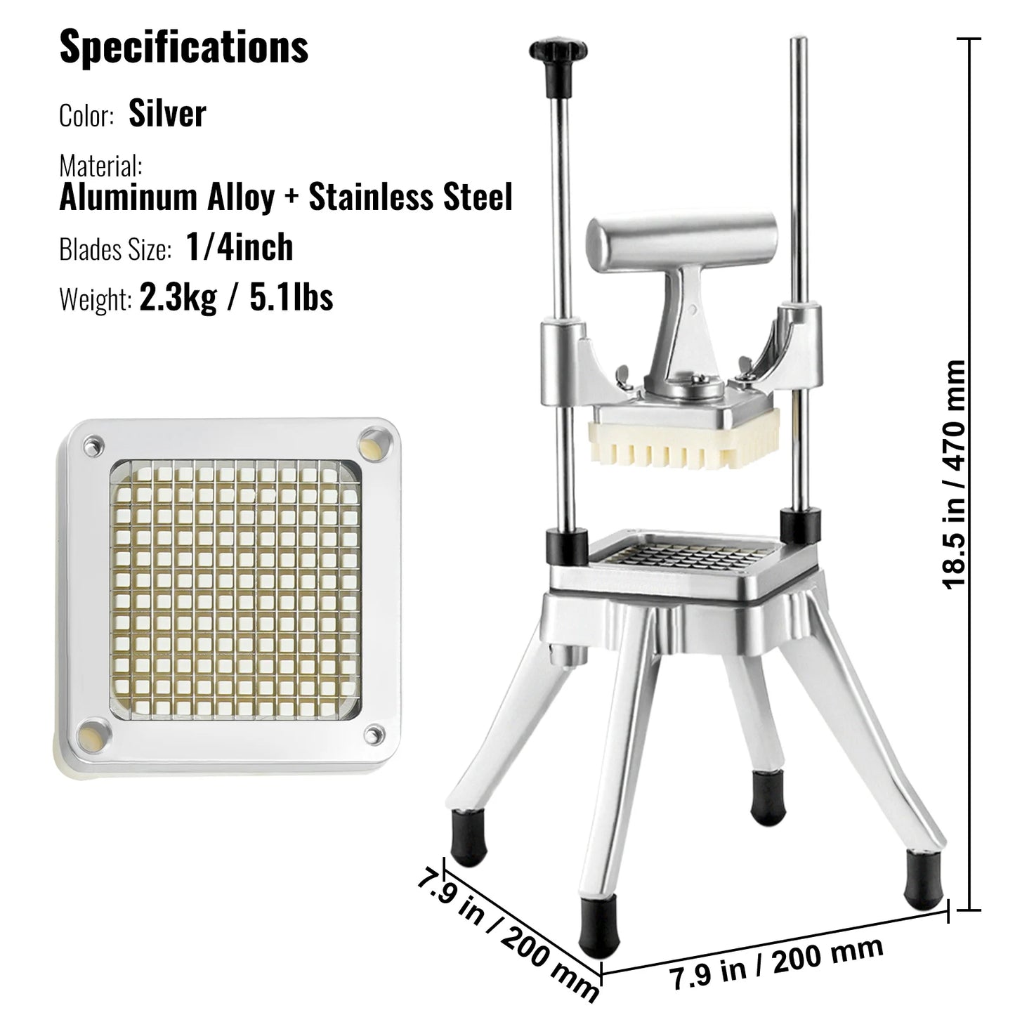 3/8,1/4 Inch Manual Fruit Vegetable Dicer Cutter Commercial Food Cutter Stainless Steel Slicer Home Restaurant Kitchen