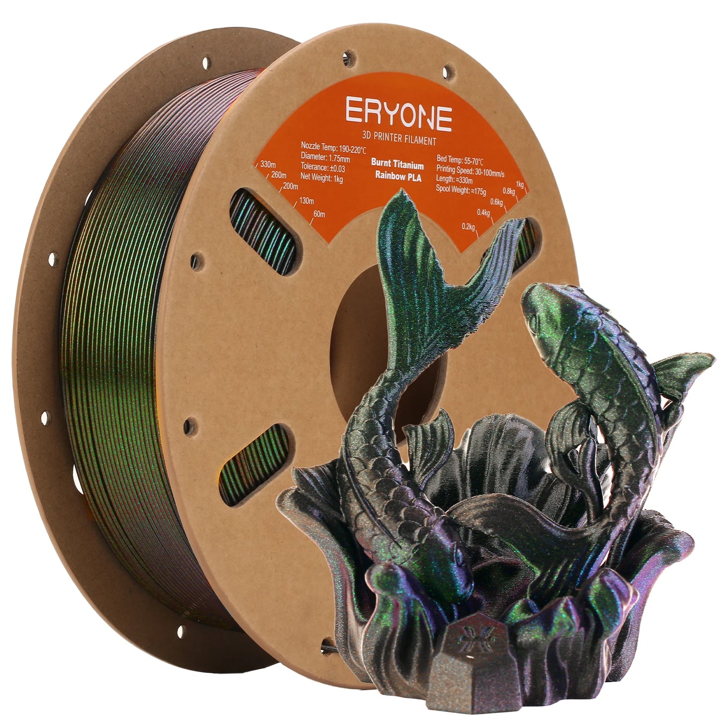 Clearance Burnt Titanium Rainbow PLA Filament 3D Printer 1.75mm +/-0.03mm, 1kg(2.2LBS)/Spool