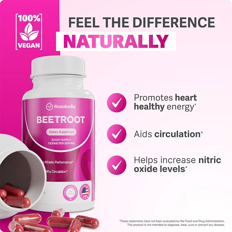 Organic Beetroot – 1300 mg Beetroot Powder for Natural Energy and Endurance Support