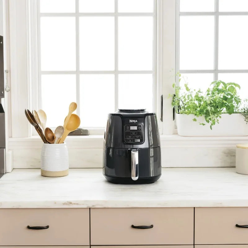 4 Qt Air Fryer, Nonstick Basket with Crisper Plate, 1550 Watts, Black