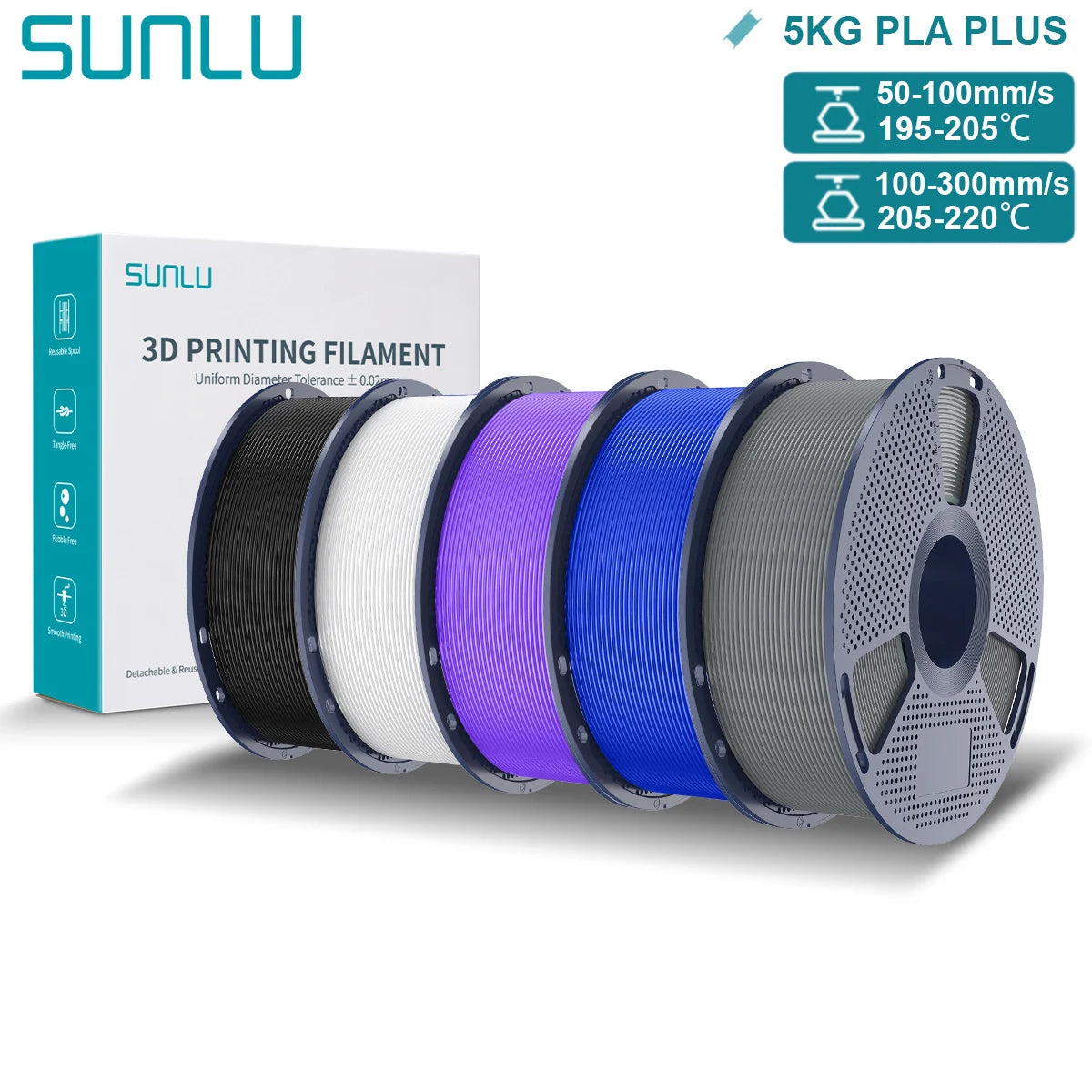 Pla Plus 3D Filament 1.75mm Good Toughness Multicolor Neatly Wound PLA+ Filaments for FDM 3D Printing Materials 5KG