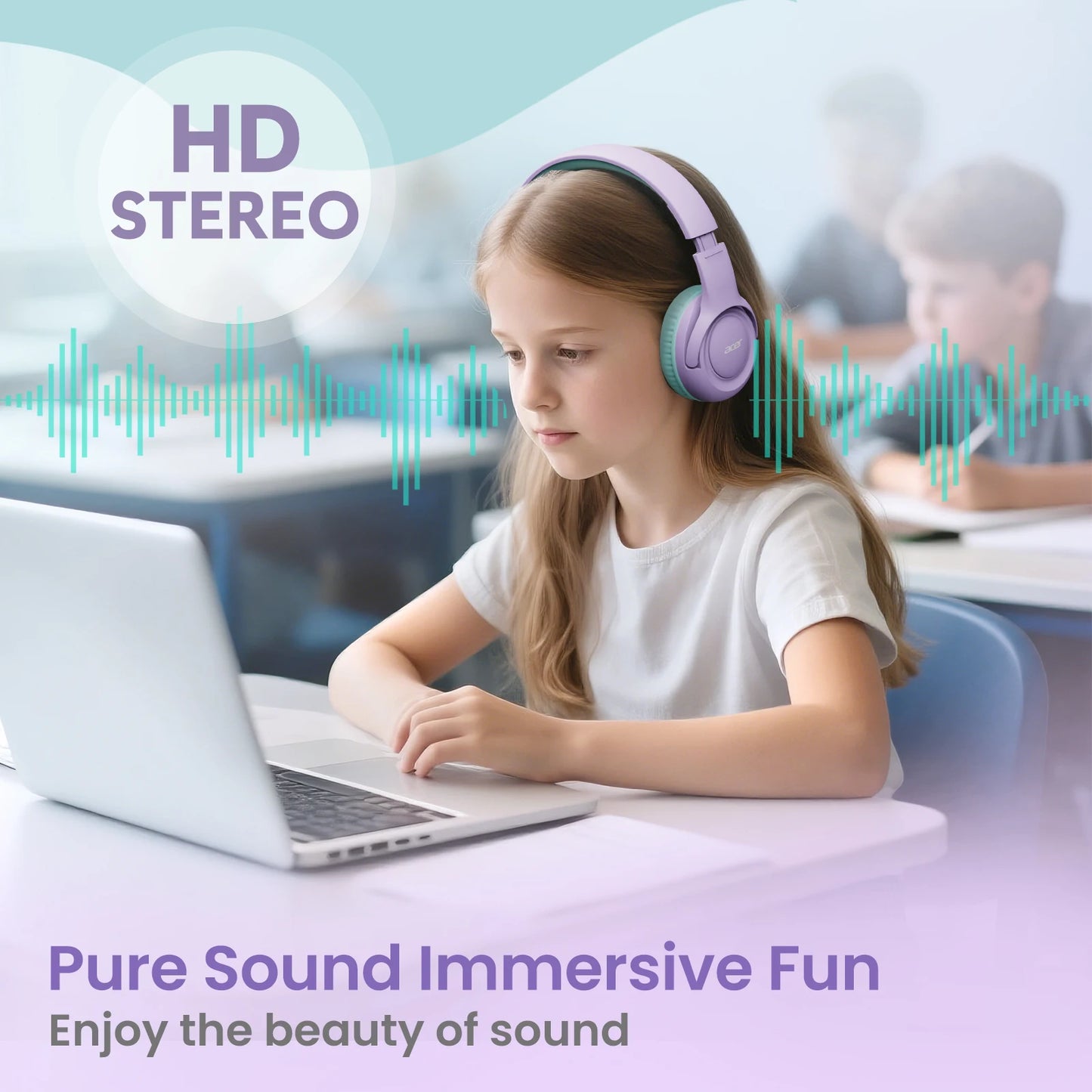 Kids Headphones Wired for School 85/94dB Volume Limiter Foldable Stereo Sound Headset for Kids Learning Tablet IPad PC