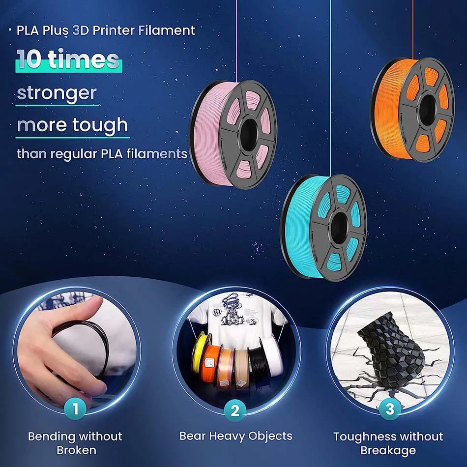 Filament 4 Rolls 1.75MM PLA Plus 3D Printer Filament 1.1KG/roll For FDM Neatly Wound Colorful 3D Printing Material