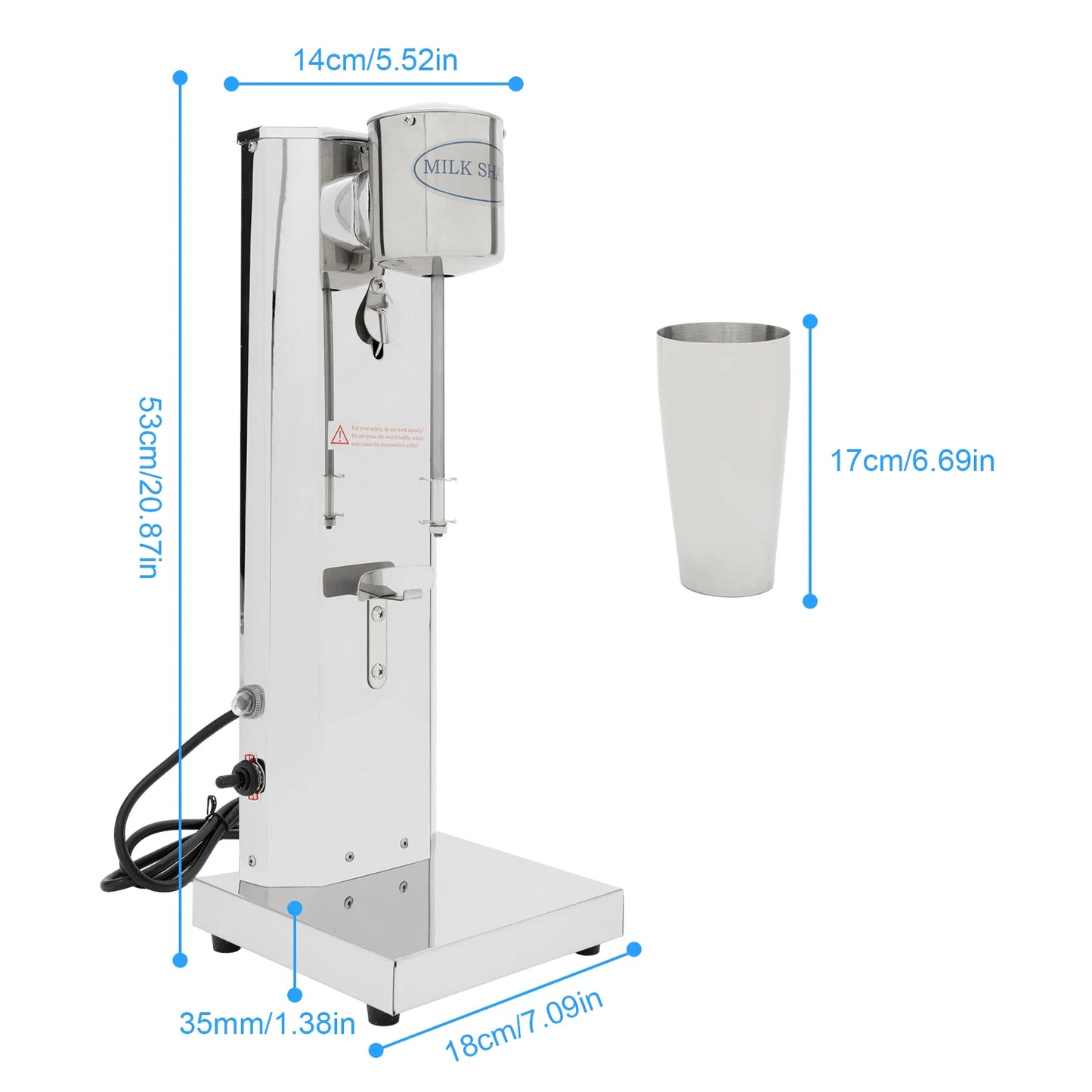 650ML Commercial Milk Shake Machine, Stainless Steel, 18000rpm Milk Cream Mixer