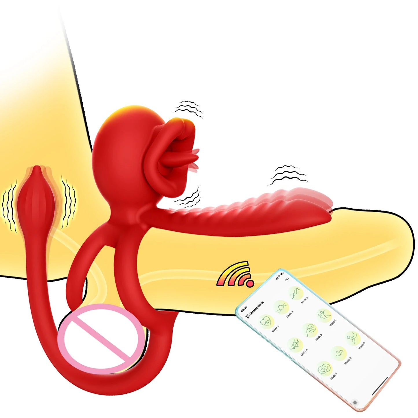 APP Vibrating Cock, Ring Sleeve Rose, Clitoral Vibrators, Tongue Clit Stimulator Anal Plug Prostate Massager Sex Toys for Men Women