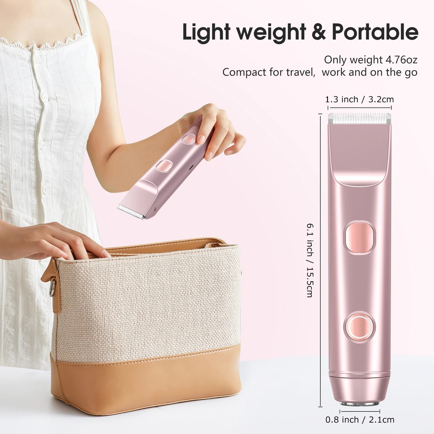 Electric Shaver for Women, Waterproof Wet & Dry Hair Razors, 2 in 1 Double Head, Dual Bikini Hair Trimmer, Detachable Head Shaver