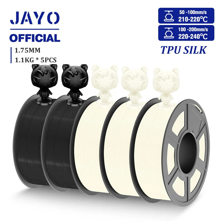 TPU SILK 3D Printer Filament 98A TPU Filament 1.75mm Silk Rainbow SILK PLA PLUS 3D Filament Glossy Silk Surface 5Rolls/set