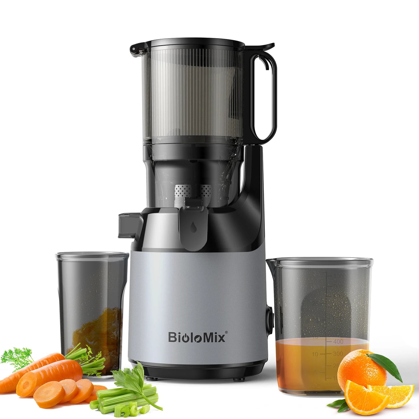 Cold Press Juicer, with 130mm Feed Chute, Fit Whole Fruits & Vegetables, High Juice Yield, BPA FREE Slow Masticating Juicer