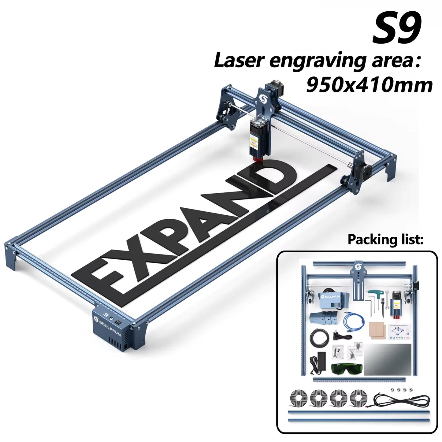 90W Effect S9 aser Engraving Machine Ultra-thin Laser Beam Shaping Technology Acrylic Engraver Cut Machine 410x950mm