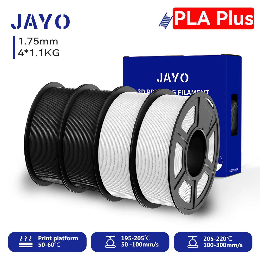 Filament 4 Rolls 1.75MM PLA Plus 3D Printer Filament 1.1KG/roll For FDM Neatly Wound Colorful 3D Printing Material
