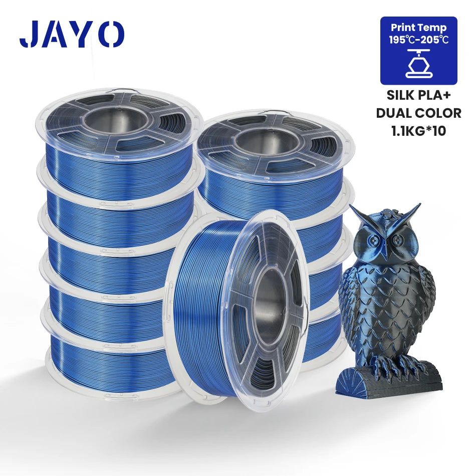 10Rolls SILK PLA+ 3D Filament, 1.75mm SILK PLA, Rainbow Filament for FDM 3D Printer, SILK Dual & Triple 3D Printing Materials