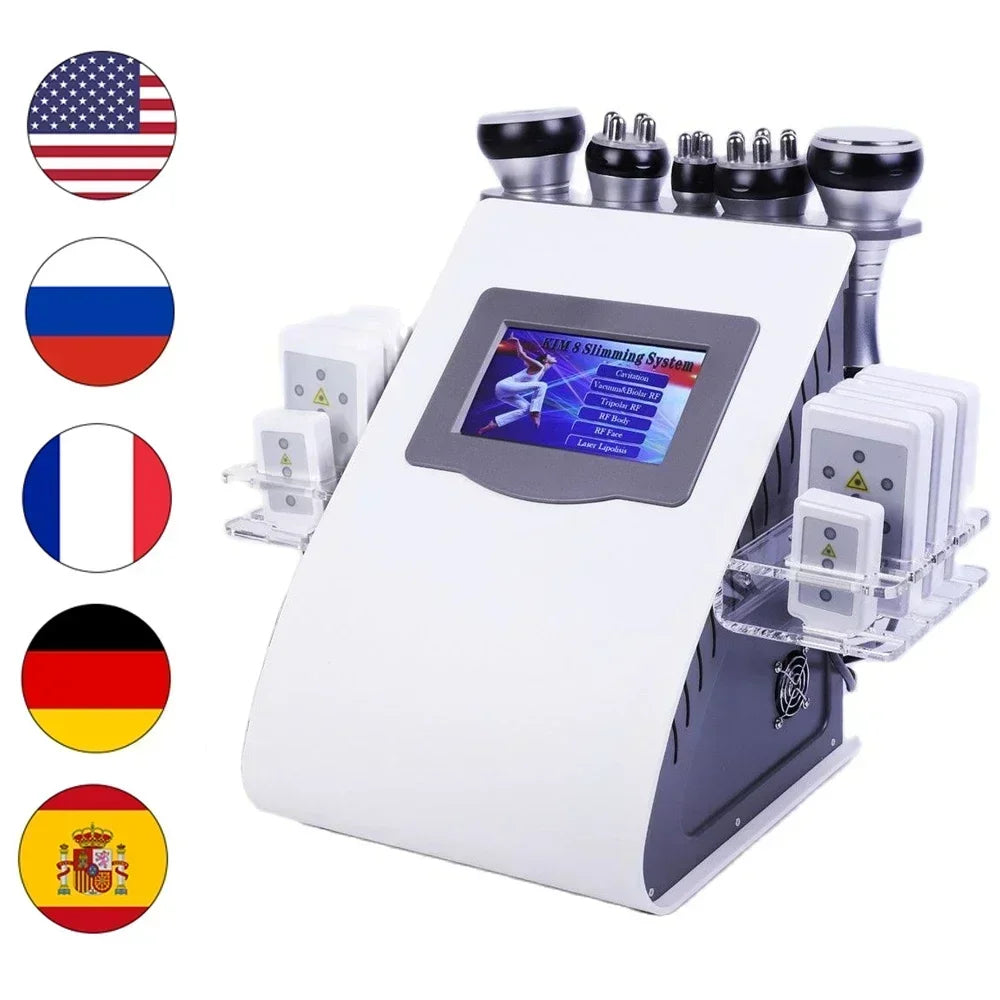 Anti-Wrinkle & Ultrasonic Body Slimming Machine, RF Tool 40K Cavitation Multi-Polar Rejuvenation Skin Lift Tighten