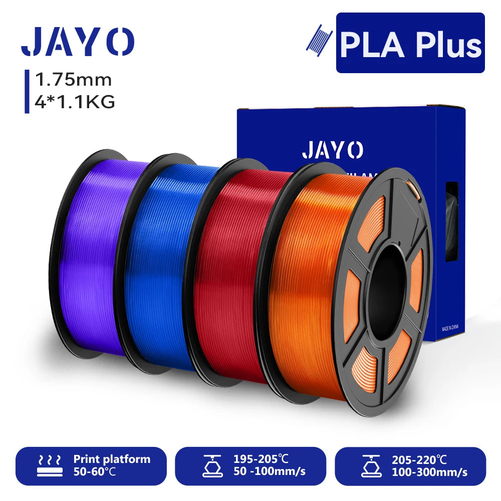 Filament 4 Rolls 1.75MM PLA Plus 3D Printer Filament 1.1KG/roll For FDM Neatly Wound Colorful 3D Printing Material