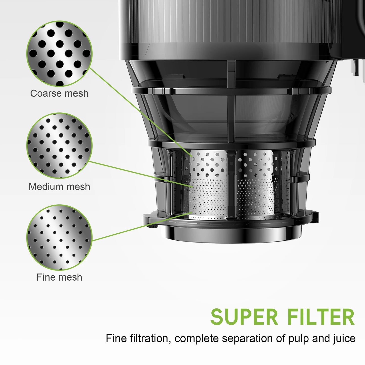 Cold Press Juicer, with 130mm Feed Chute, Fit Whole Fruits & Vegetables, High Juice Yield, BPA FREE Slow Masticating Juicer