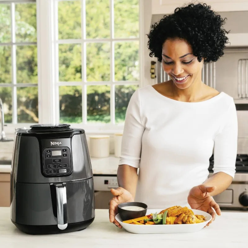 4 Qt Air Fryer, Nonstick Basket with Crisper Plate, 1550 Watts, Black