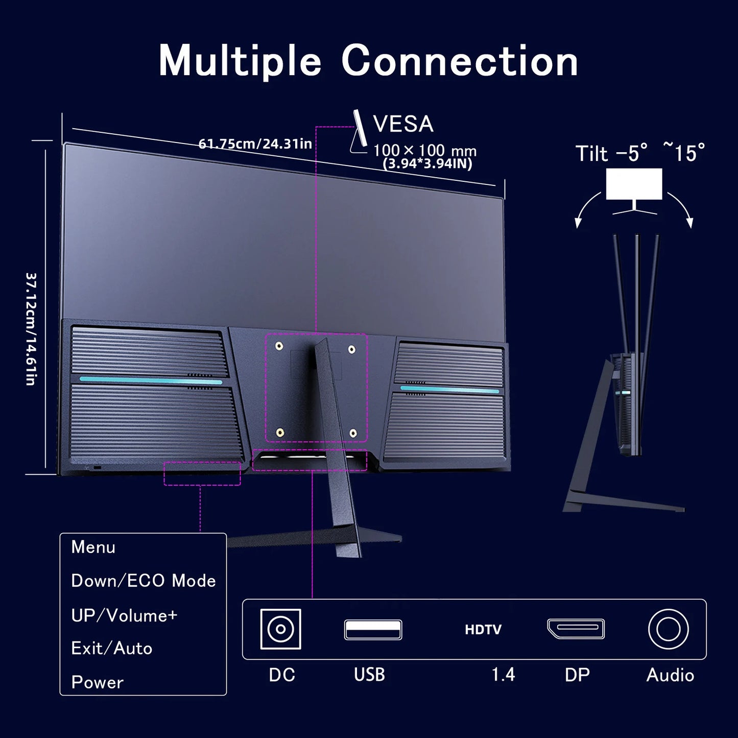 27 inch monitor 165hz,PC Home Office Computer Gaming Monitor FHD1080p,99% SRGB,Built-in Speakers