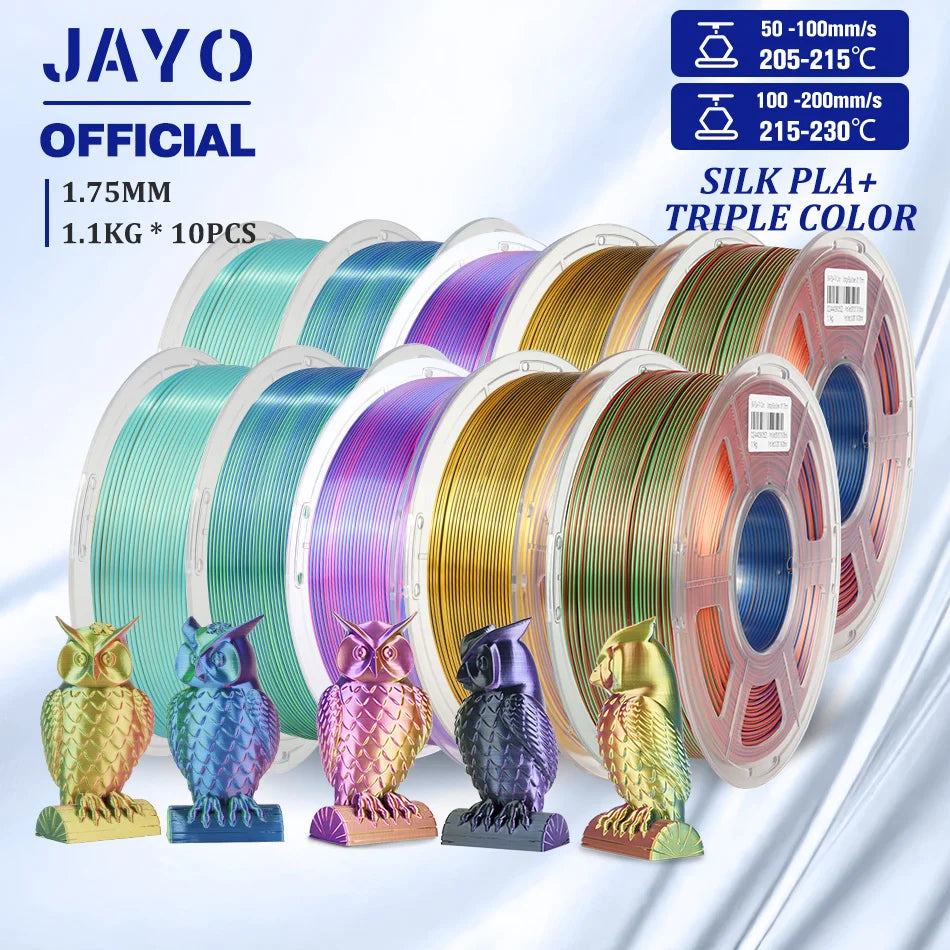 10Rolls SILK PLA+ 3D Filament, 1.75mm SILK PLA, Rainbow Filament for FDM 3D Printer, SILK Dual & Triple 3D Printing Materials