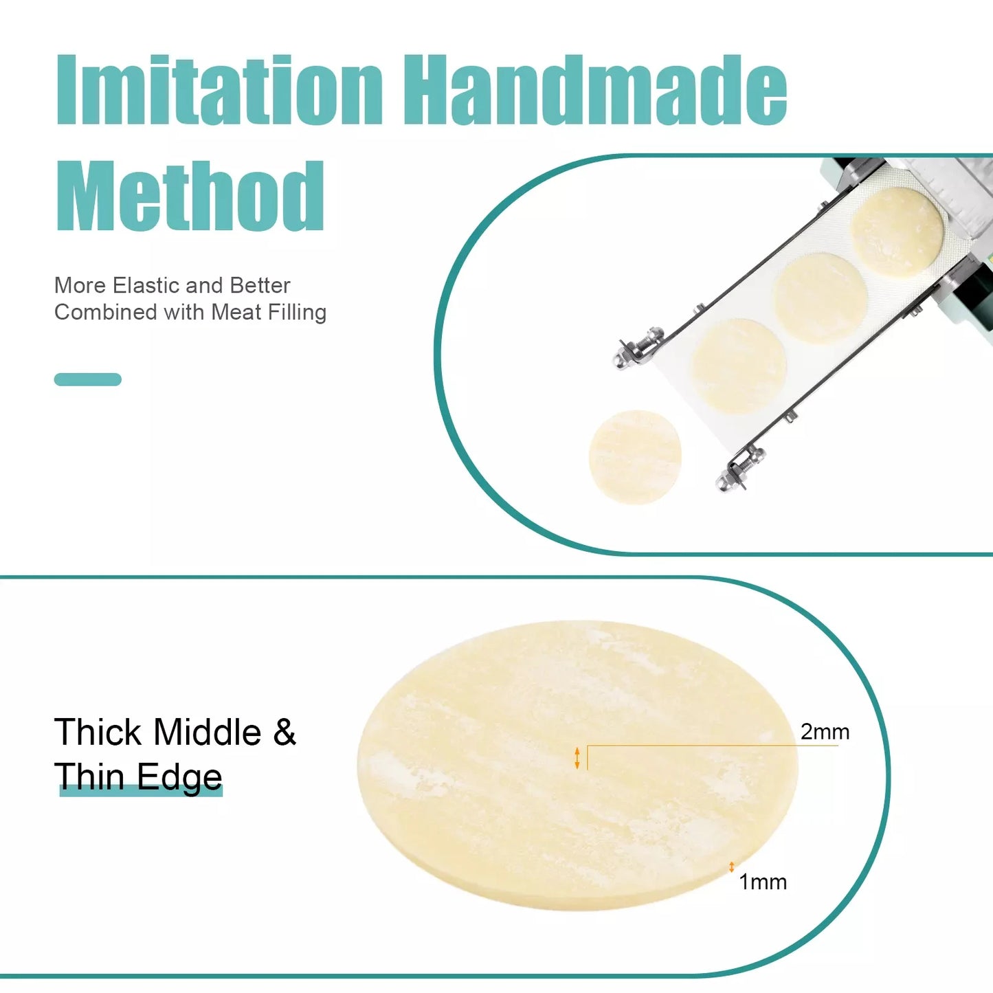 Commercial Auto Dumpling Skin Machine - 40pcs/Min Wrapper Maker, 3.15” Ravioli Mold