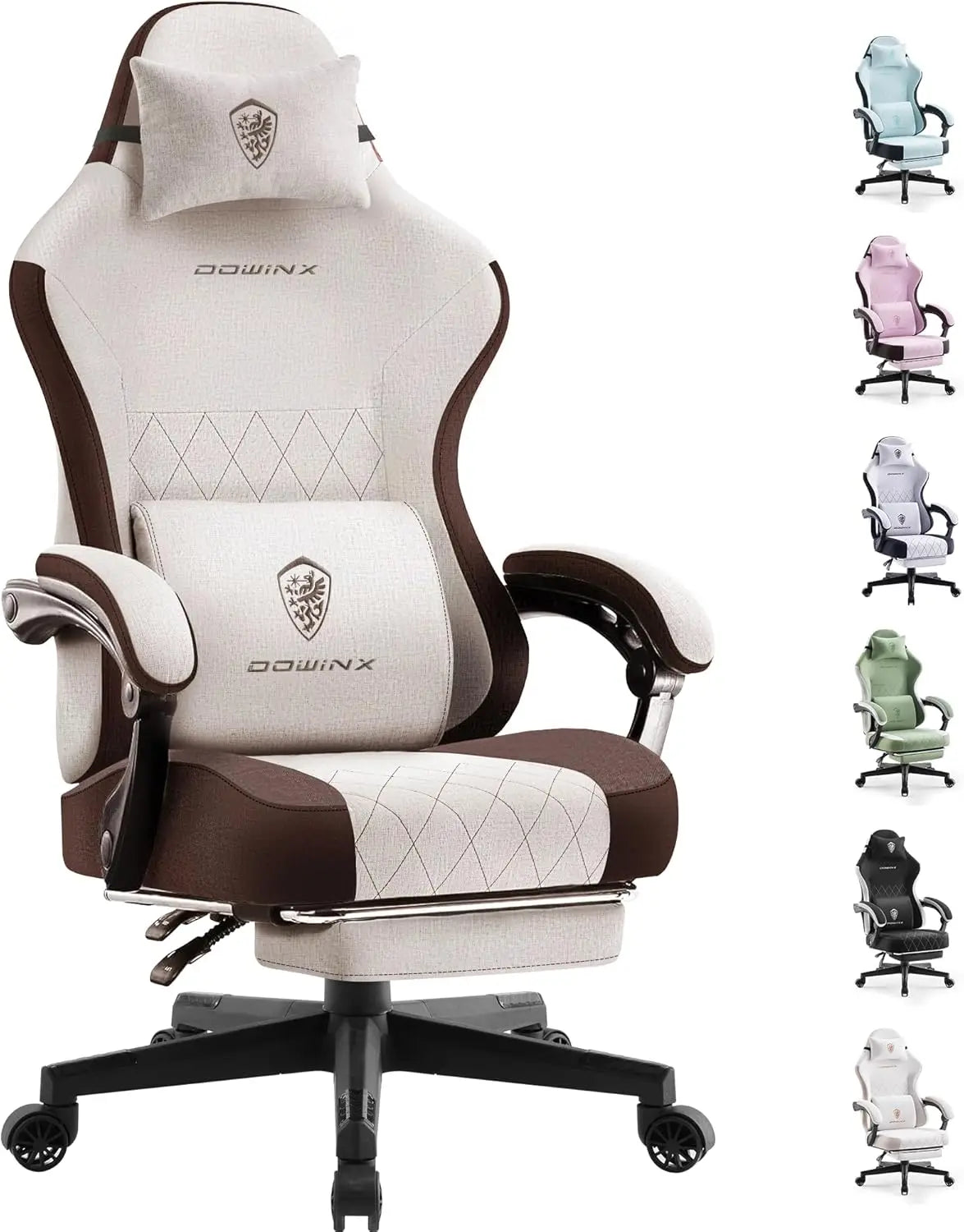 Gaming Chair Fabric with Pocket Spring Cushion, High Back Ergonomic Computer Chair with Footrest for Adults