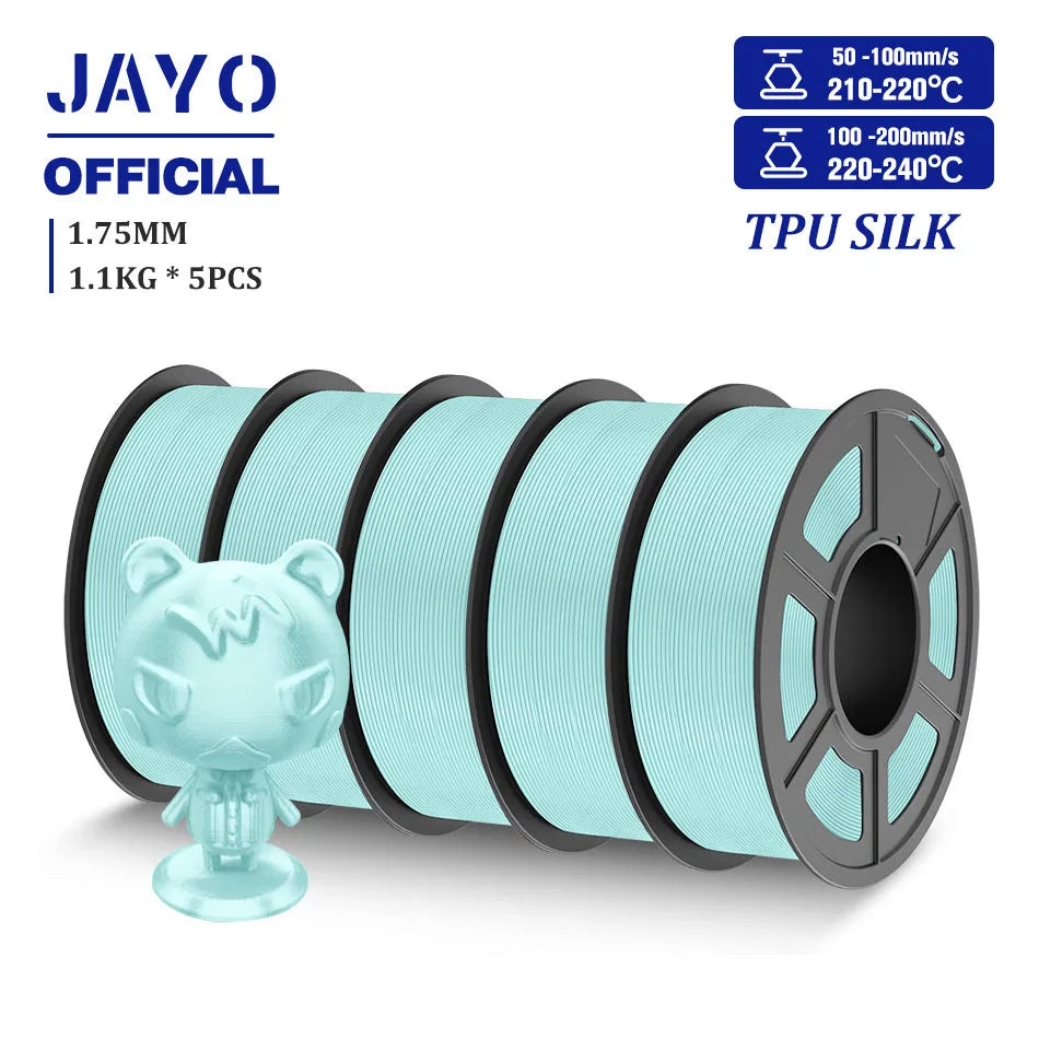 TPU SILK 3D Printer Filament 98A TPU Filament 1.75mm Silk Rainbow SILK PLA PLUS 3D Filament Glossy Silk Surface 5Rolls/set