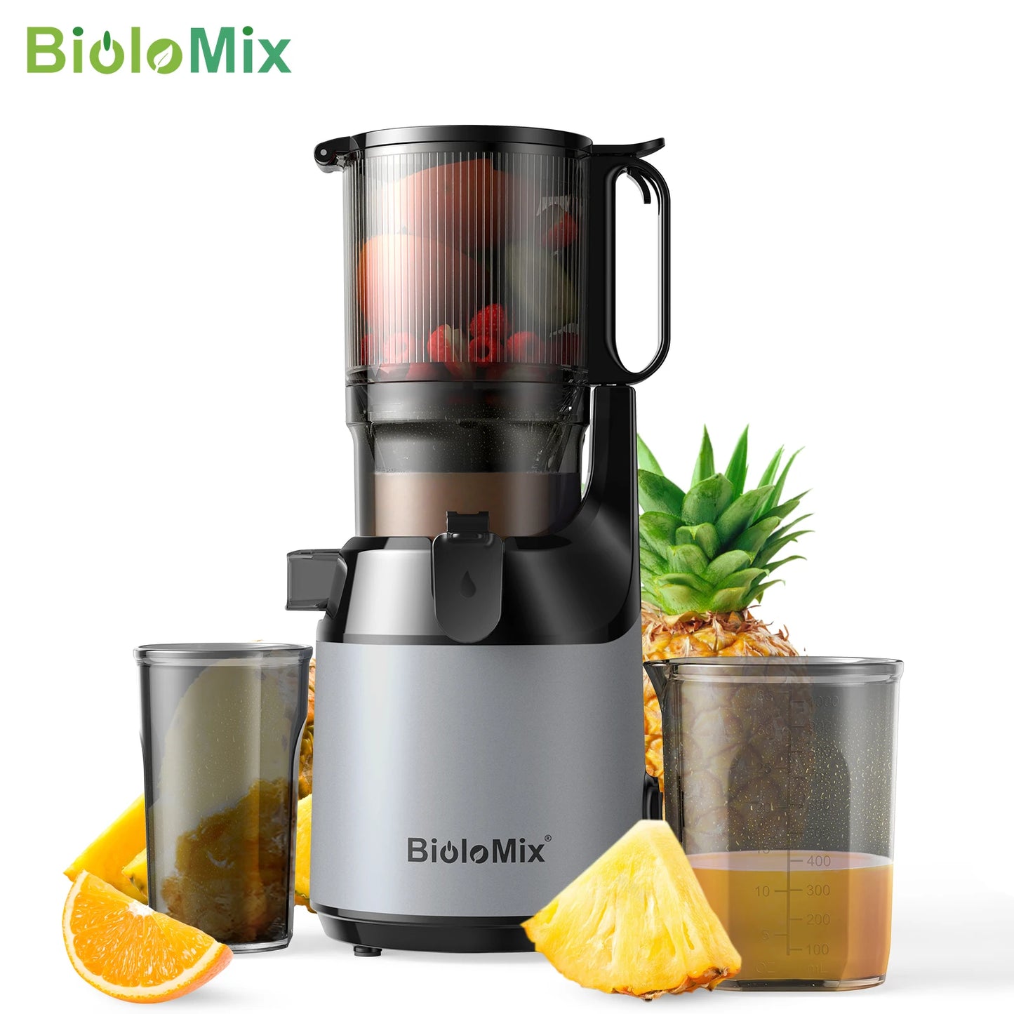 Cold Press Juicer, with 130mm Feed Chute, Fit Whole Fruits & Vegetables, High Juice Yield, BPA FREE Slow Masticating Juicer