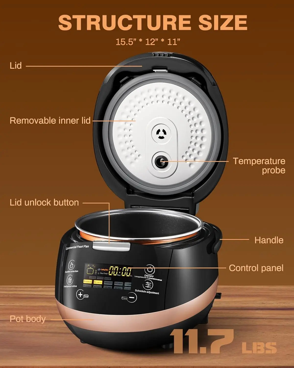 5L Boba Maker Machine Commercial Intelligent Tapioca Cooker with Even Heat Distribution, Anti-Overflow & Pressure Relief Valve,