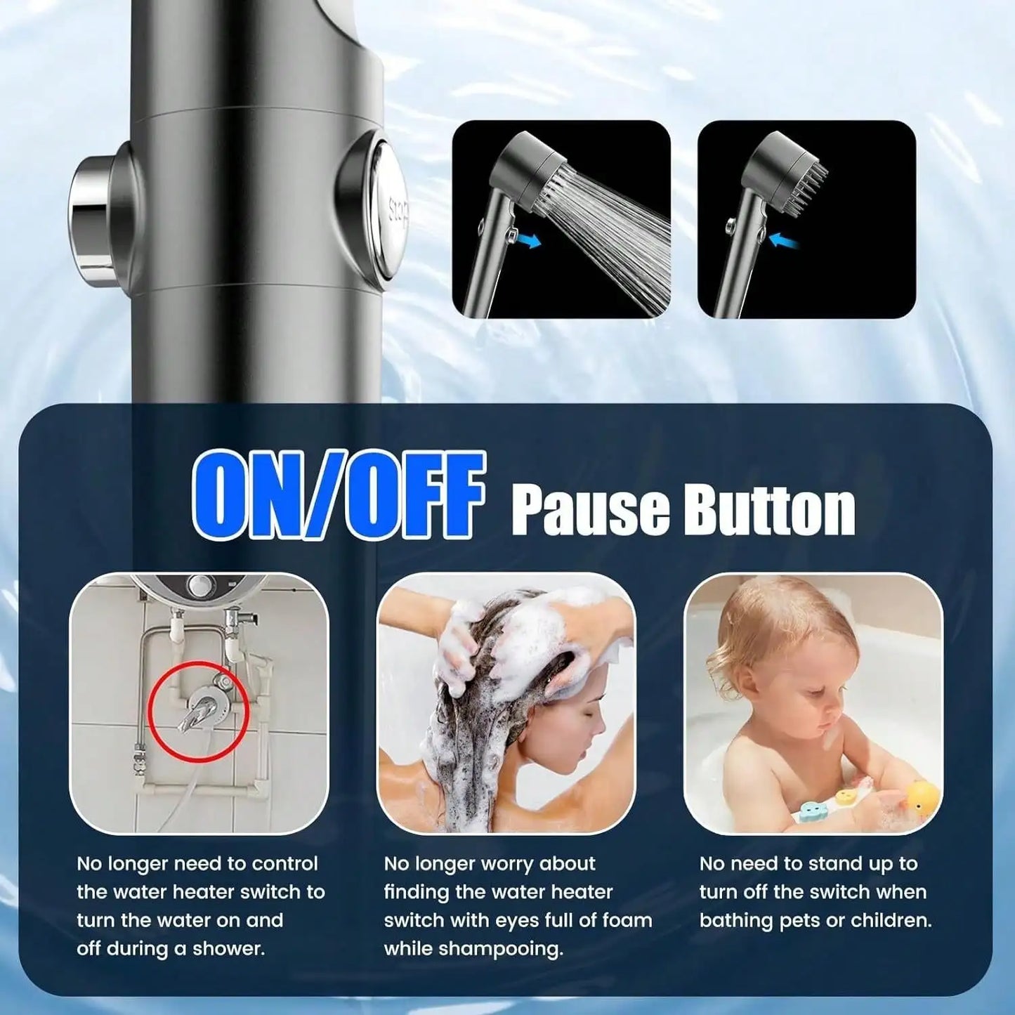 Handheld High Pressure Shower Head, 3 Modes Filtered Shower Head ,Hard Water High Pressure Shower Filtered Shower Head