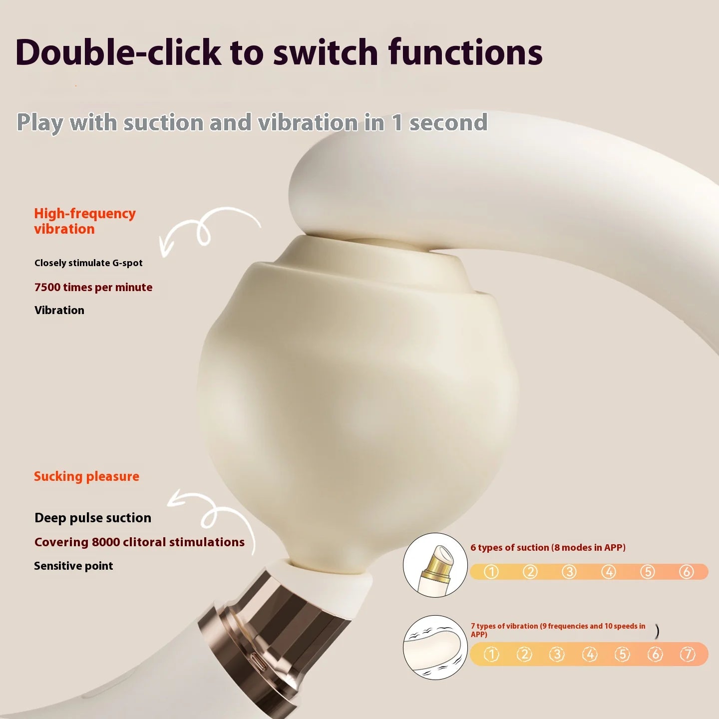 2-in-1 APP remote control G-spot, slapping stimulation, vibrator female clitoral sucking sex toy, female dildo vibrator adult