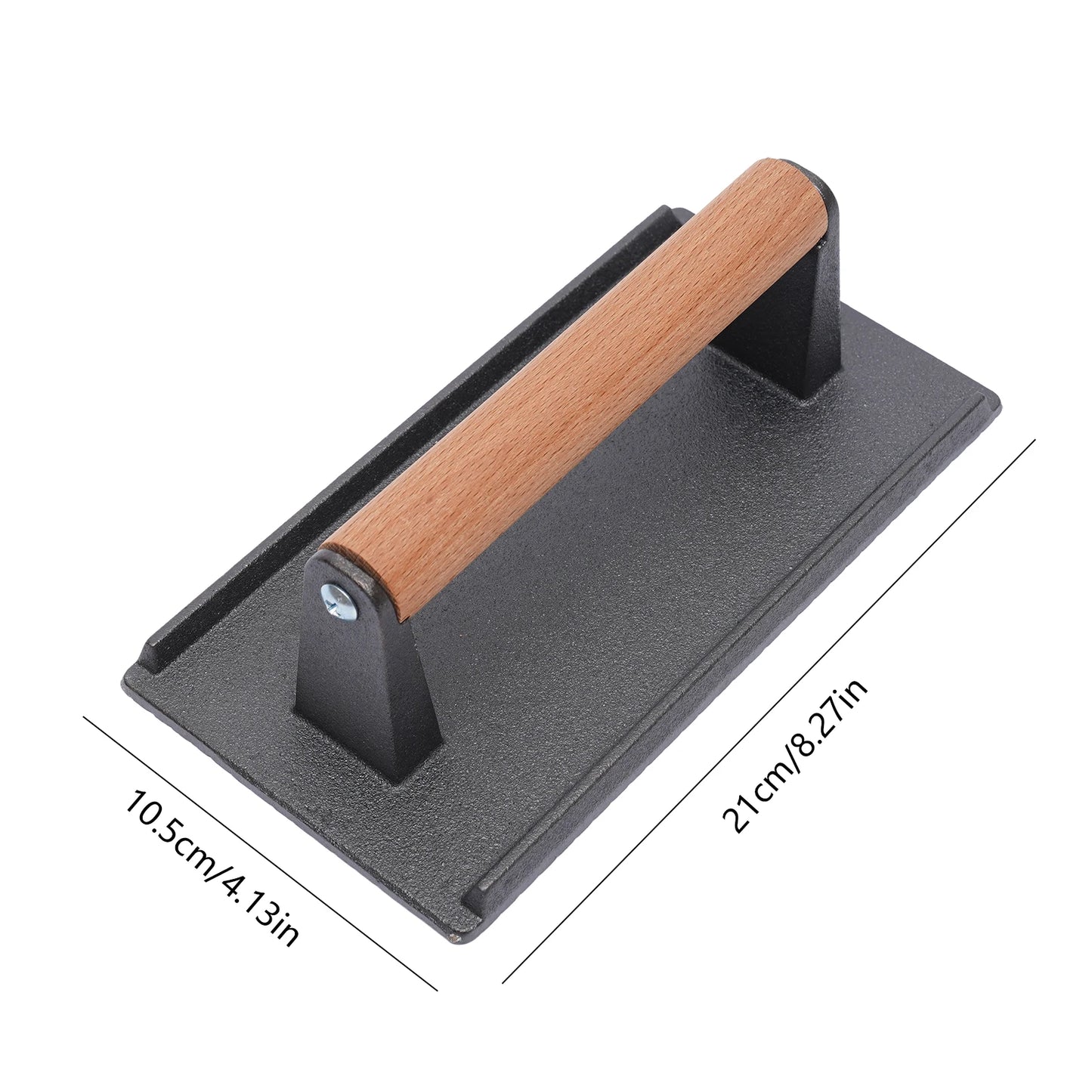 Kitchen Heavy Cast Flat Iron Steak Weight/Bacon Press with Wooden Handle Heavy-Weight Grill Press Commercial Grade Burger