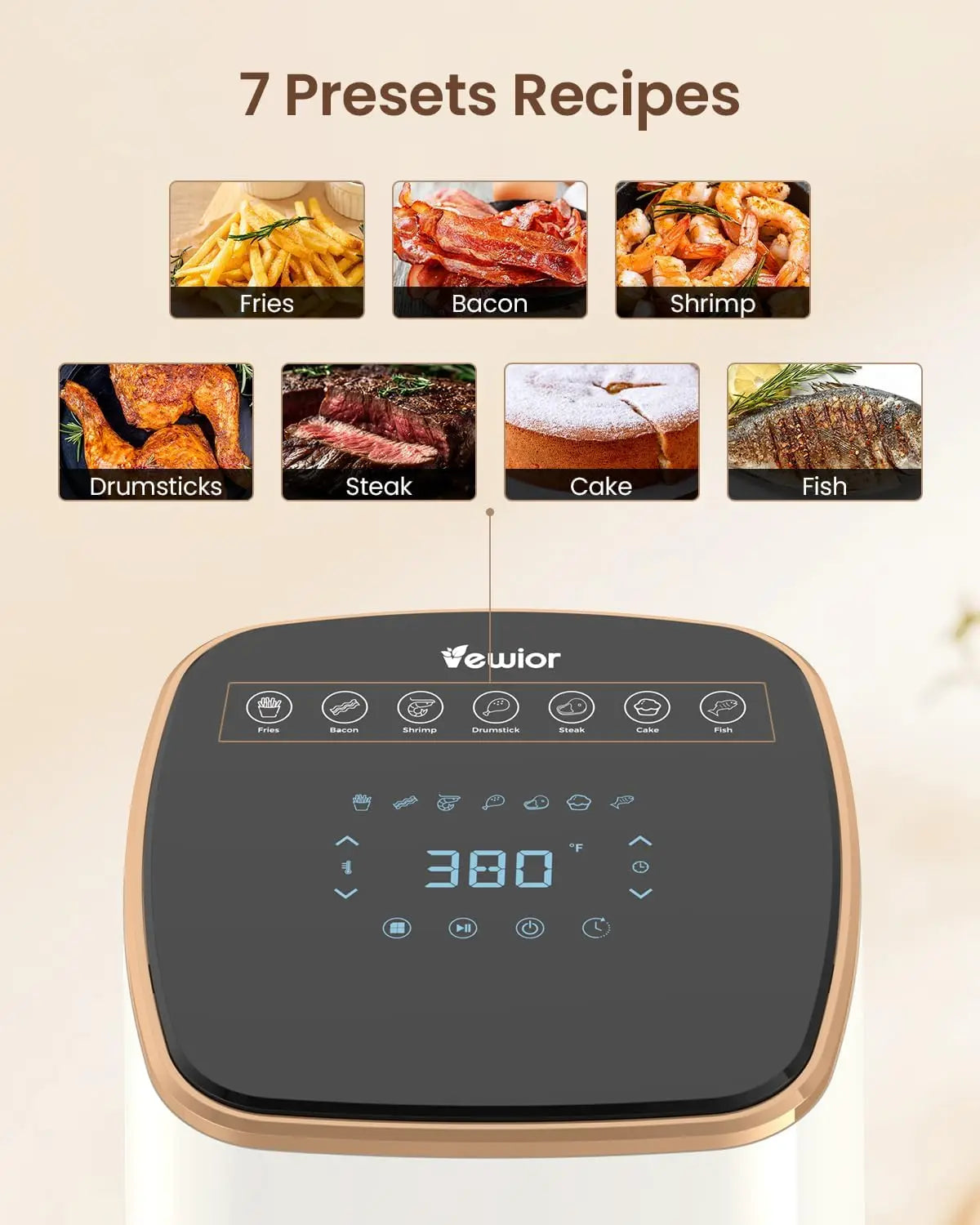 Air Fryer Large with Viewing Window with Smart Digital Touchscreen7 Custom Presets Non-stick