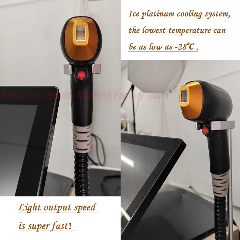 Laser Hair Removal Machine, 3 wave Ice Titanium, Painless Permanent Device for Professional Salon Depilator 808nm Diode
