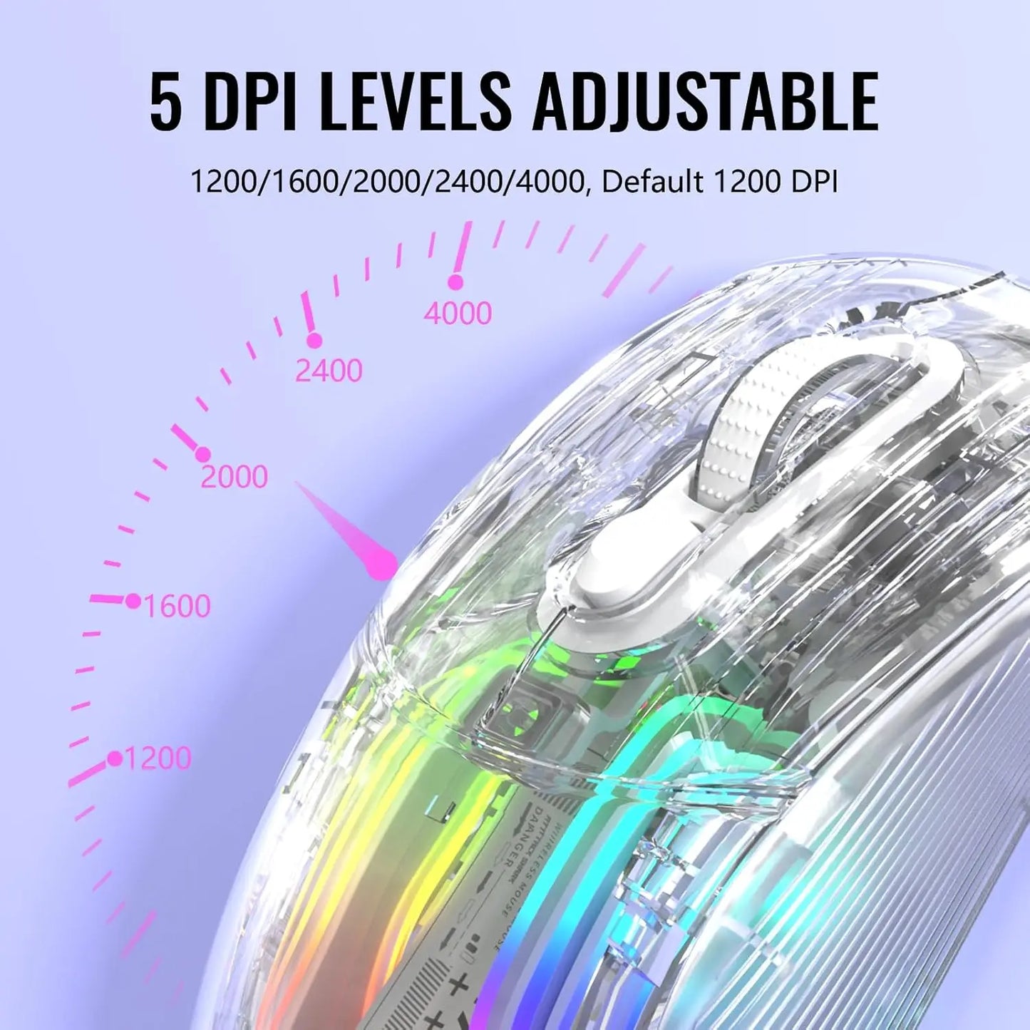 X2Pro Wireless Gaming Mouse with RGB Charging Dock, Tri-Mode Mute Mouse RGB, Backlit, Transparent Shell ,PixArt 3212