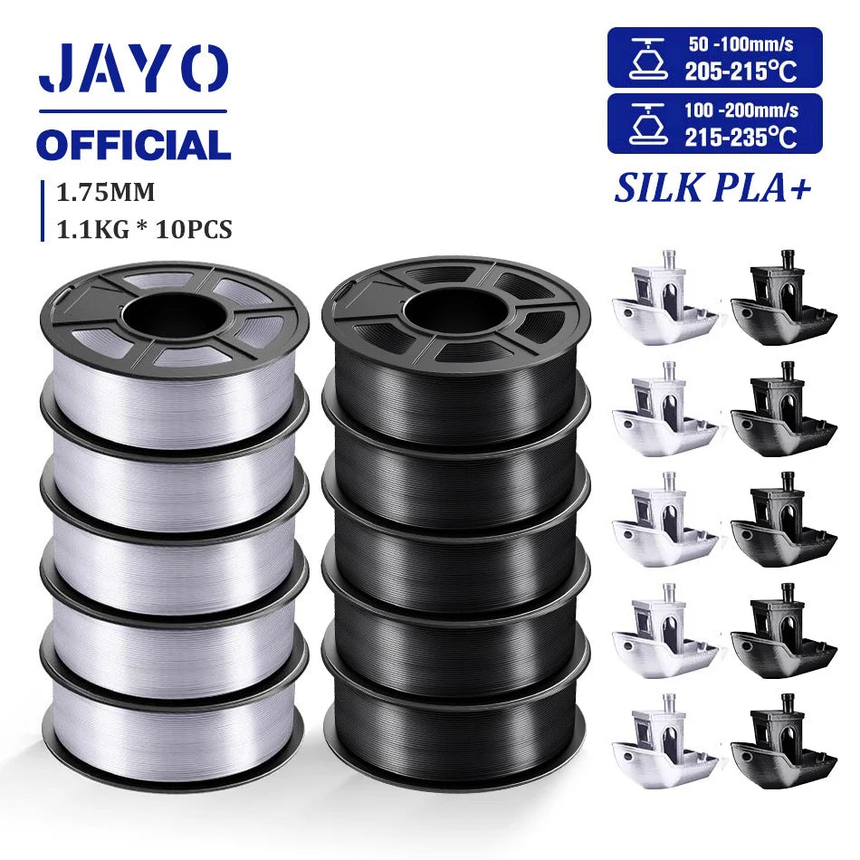 10Rolls SILK PLA+ 3D Filament, 1.75mm SILK PLA, Rainbow Filament for FDM 3D Printer, SILK Dual & Triple 3D Printing Materials