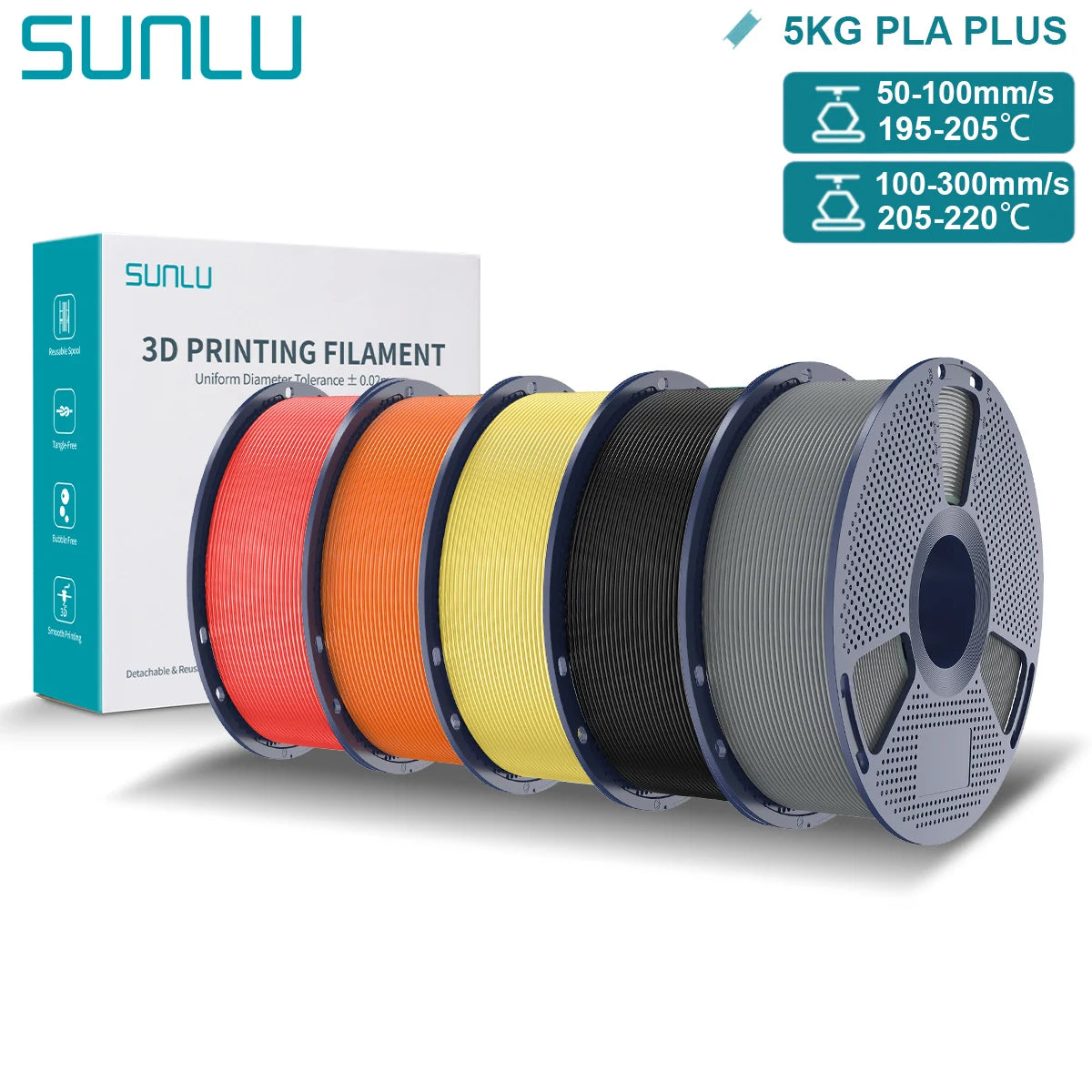 Pla Plus 3D Filament 1.75mm Good Toughness Multicolor Neatly Wound PLA+ Filaments for FDM 3D Printing Materials 5KG