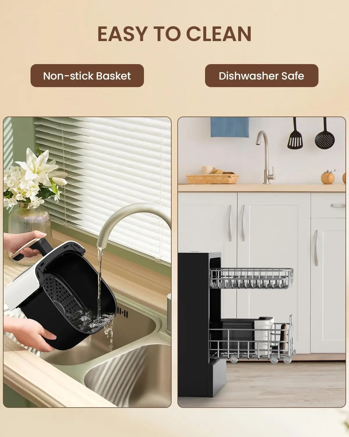 Air Fryer Large with Viewing Window with Smart Digital Touchscreen7 Custom Presets Non-stick