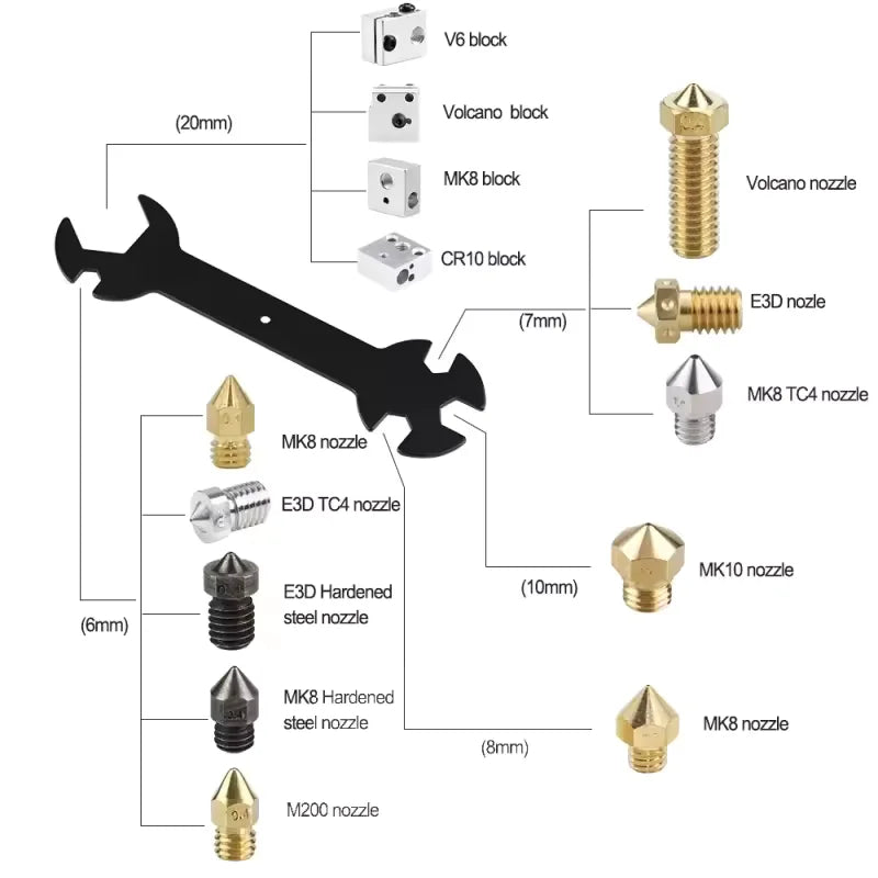 3D Printer Tool Kit, Nozzle Cleaner, Scraper, Tweezers, File & Engraving Tools for Maintenance