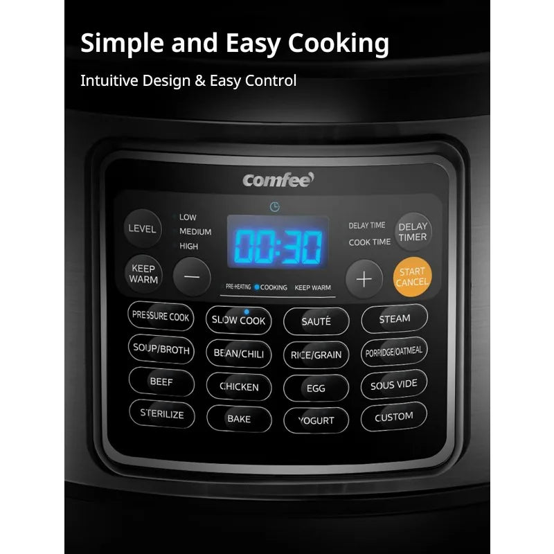 COMFEE' 16 in 1 Electric Pressure Cooker Olla de Presion Non-Stick Pot Yogurt Maker Rice Slow Saute Steamer