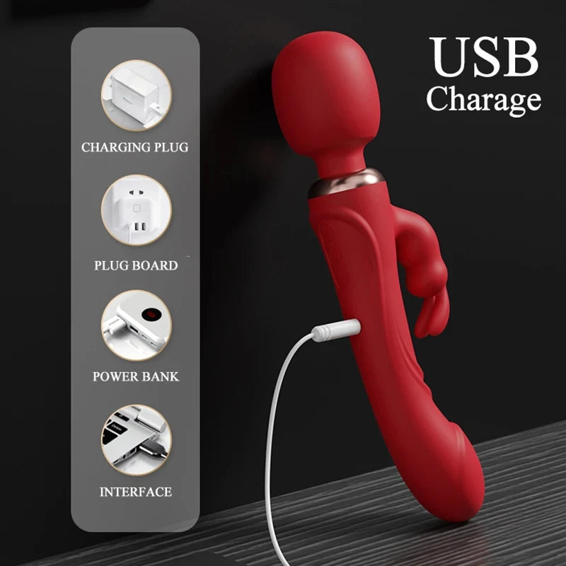 Double Head Powerful Vibrator for Women, 30 Speed Clit Stimulator, G Spot Vagina Massager, Female Masturbator Sex Toys for Adult 18